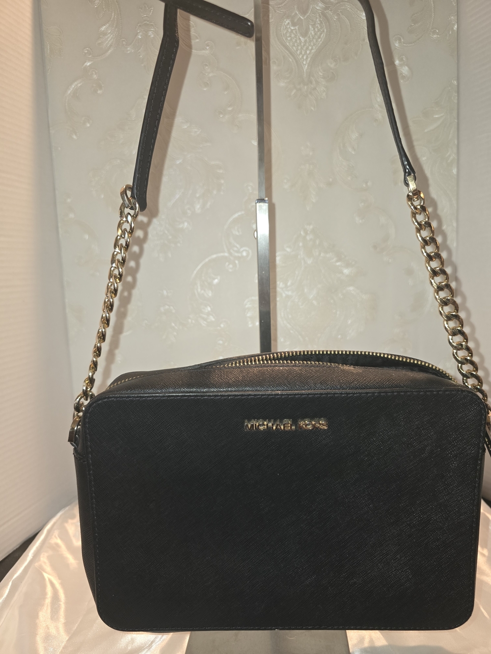 Michael Kors Black Crossbody with Gold Chain Strap